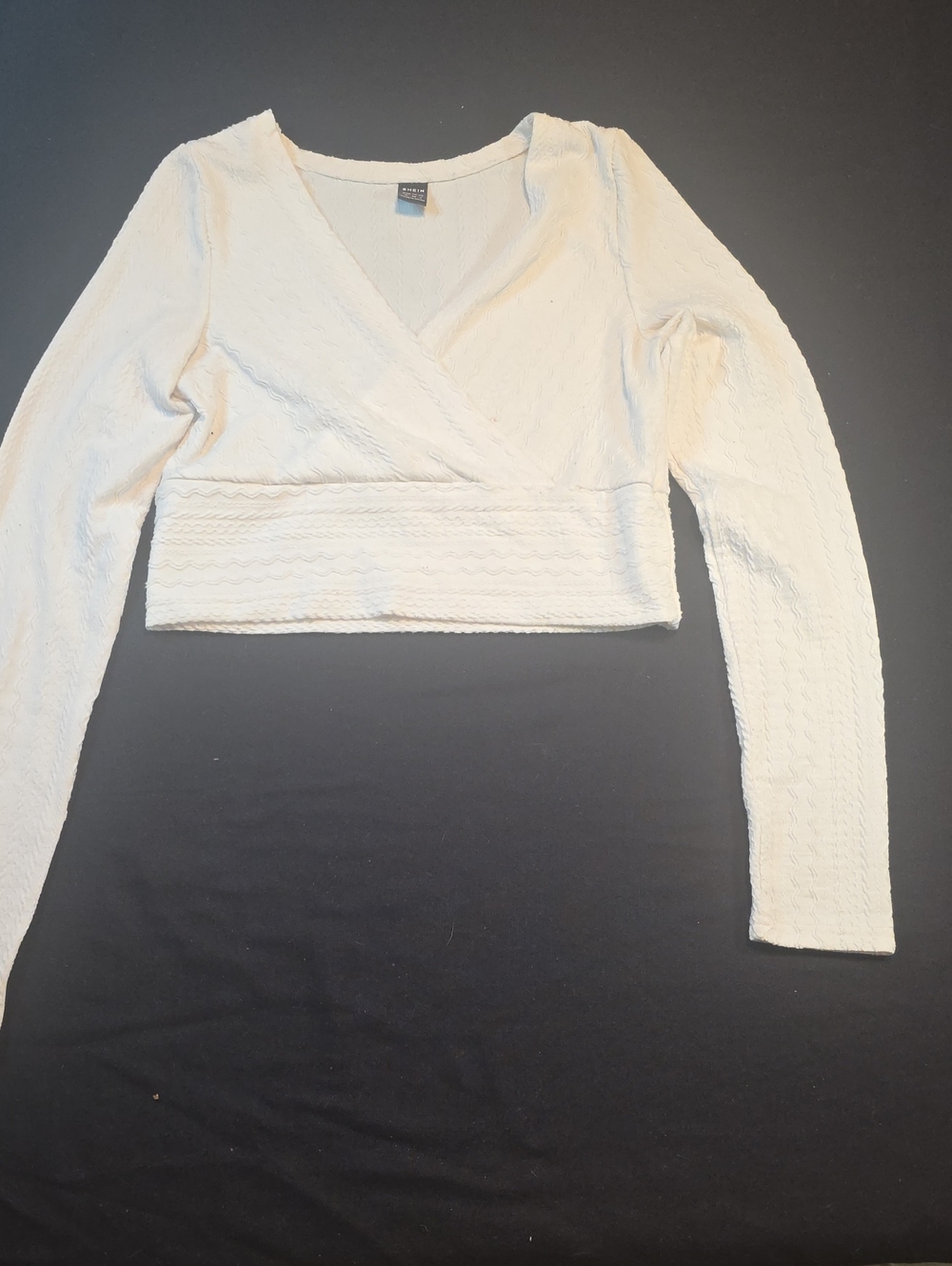 Textured Wrap Crop Top - Cream AL 010